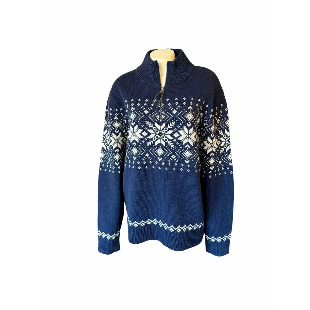 J.Crew Men’s Lambswool Fair Isle half-zip sweater with bird's eye size Large